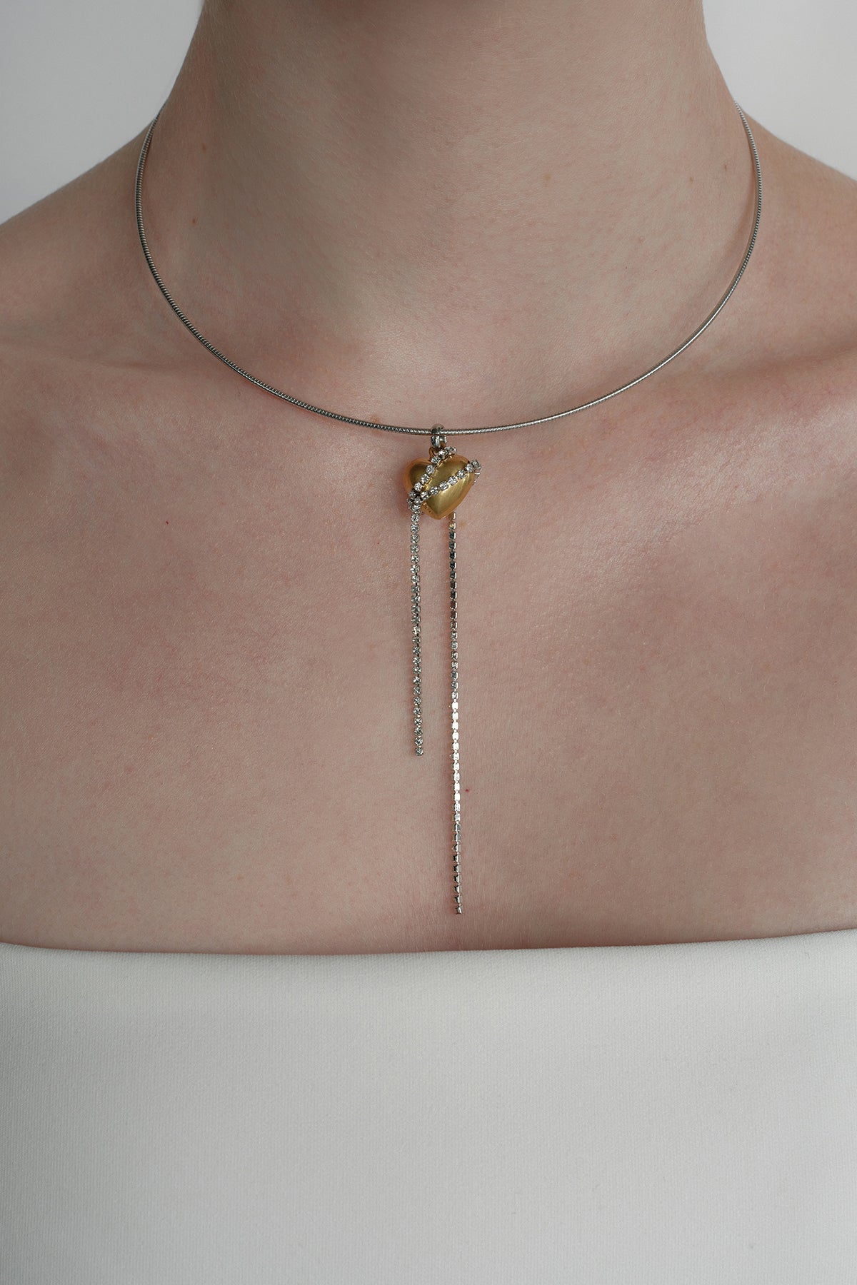 Moonlit Heartstrings Wire Necklace 【MWNL250104】