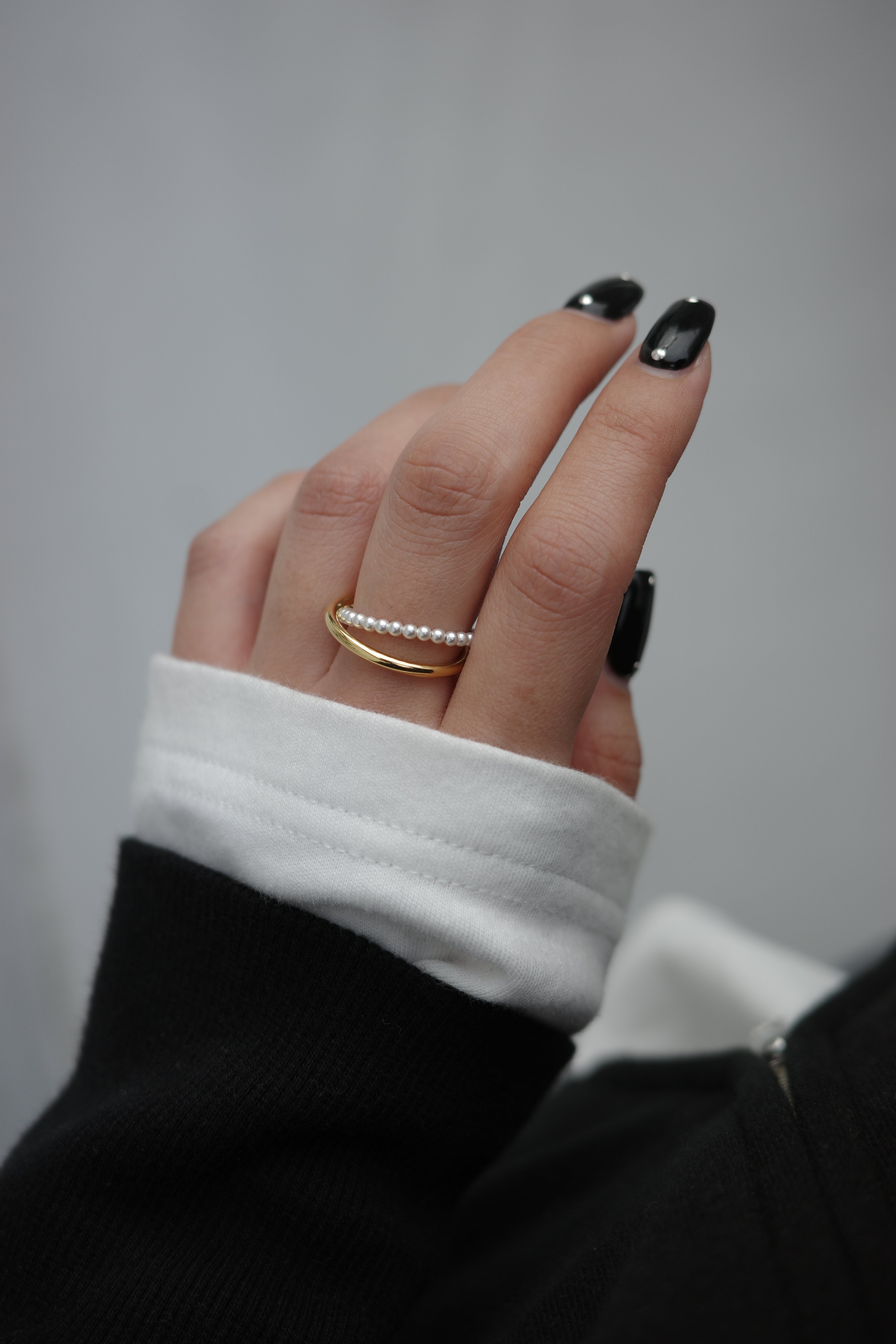 Japan exclusive Pearl and Silver Thick and Thin Ring【MWRG251101】