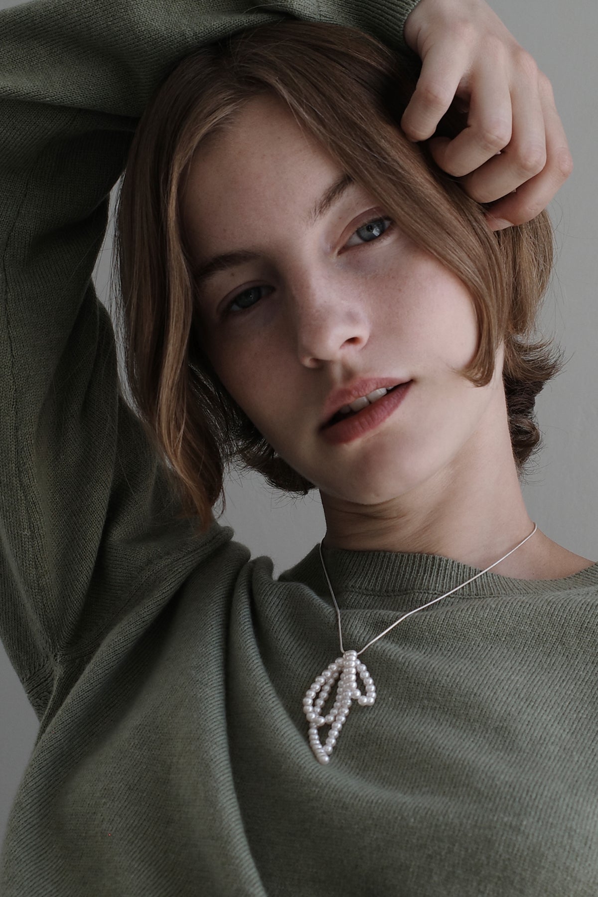 Pearl Bow silver Necklace【MWNL230601】