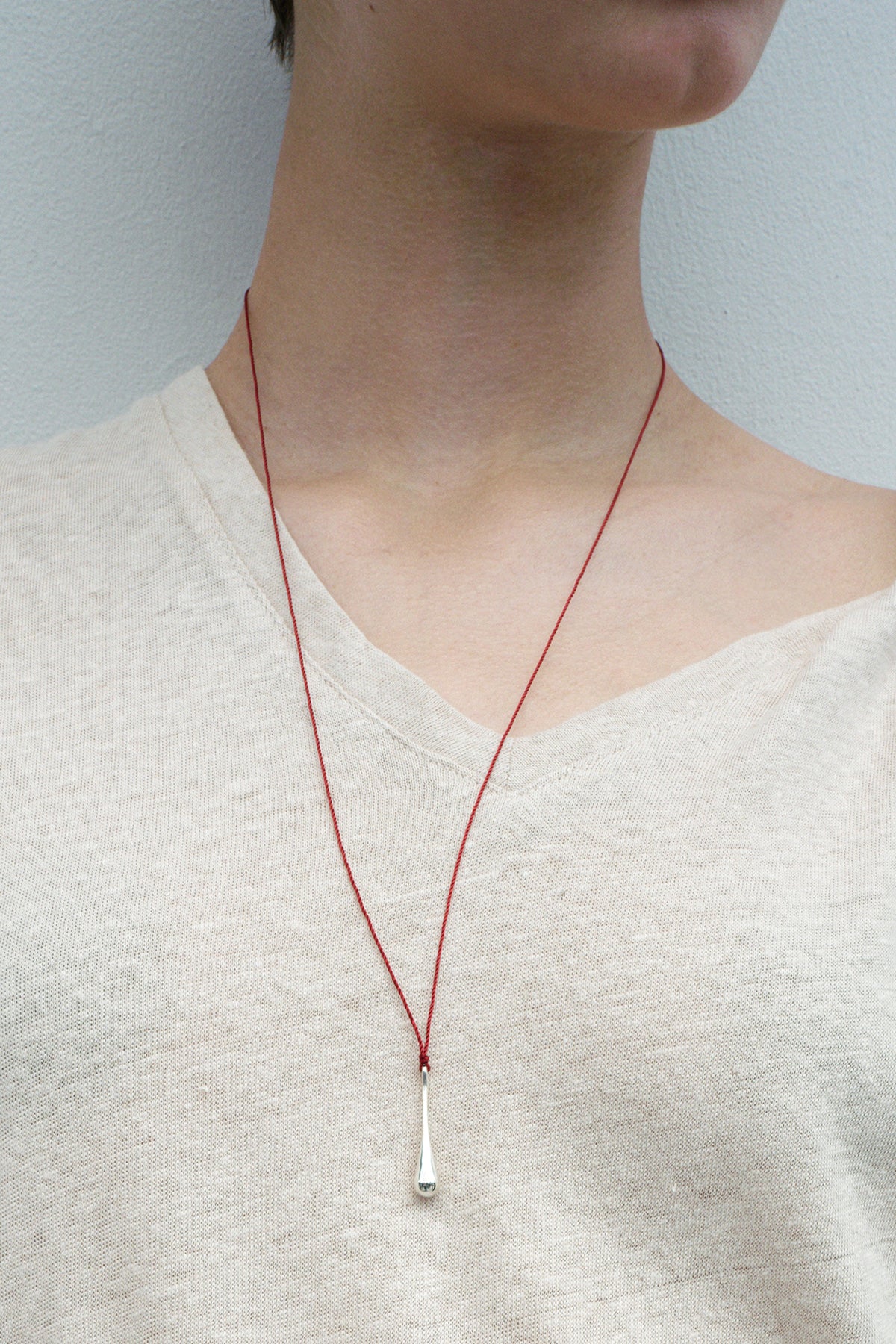 Silver Drop Red String Necklace【MWNL250504】