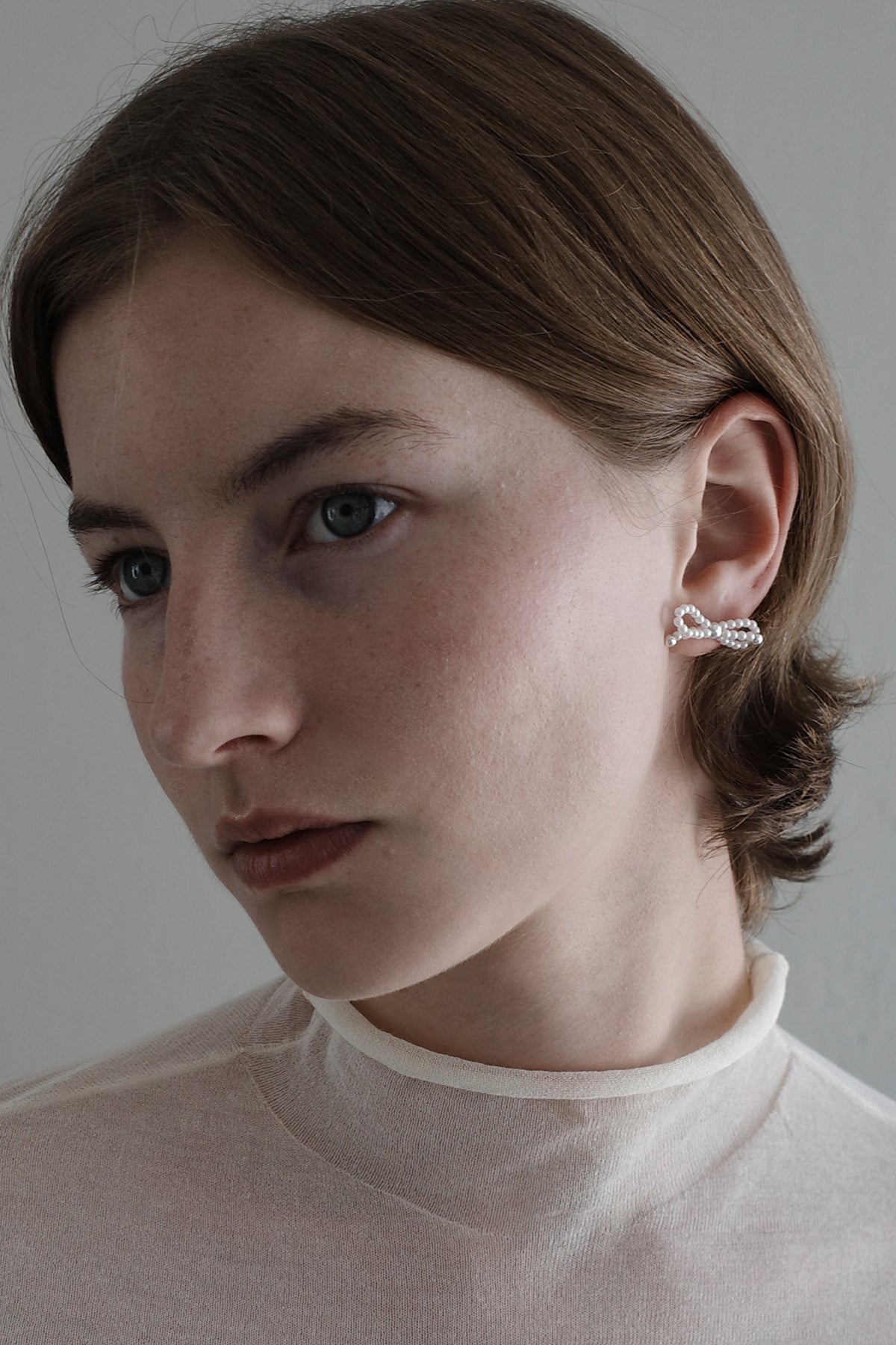 Tie a Pearl ribbon Earrings【MWER230603】