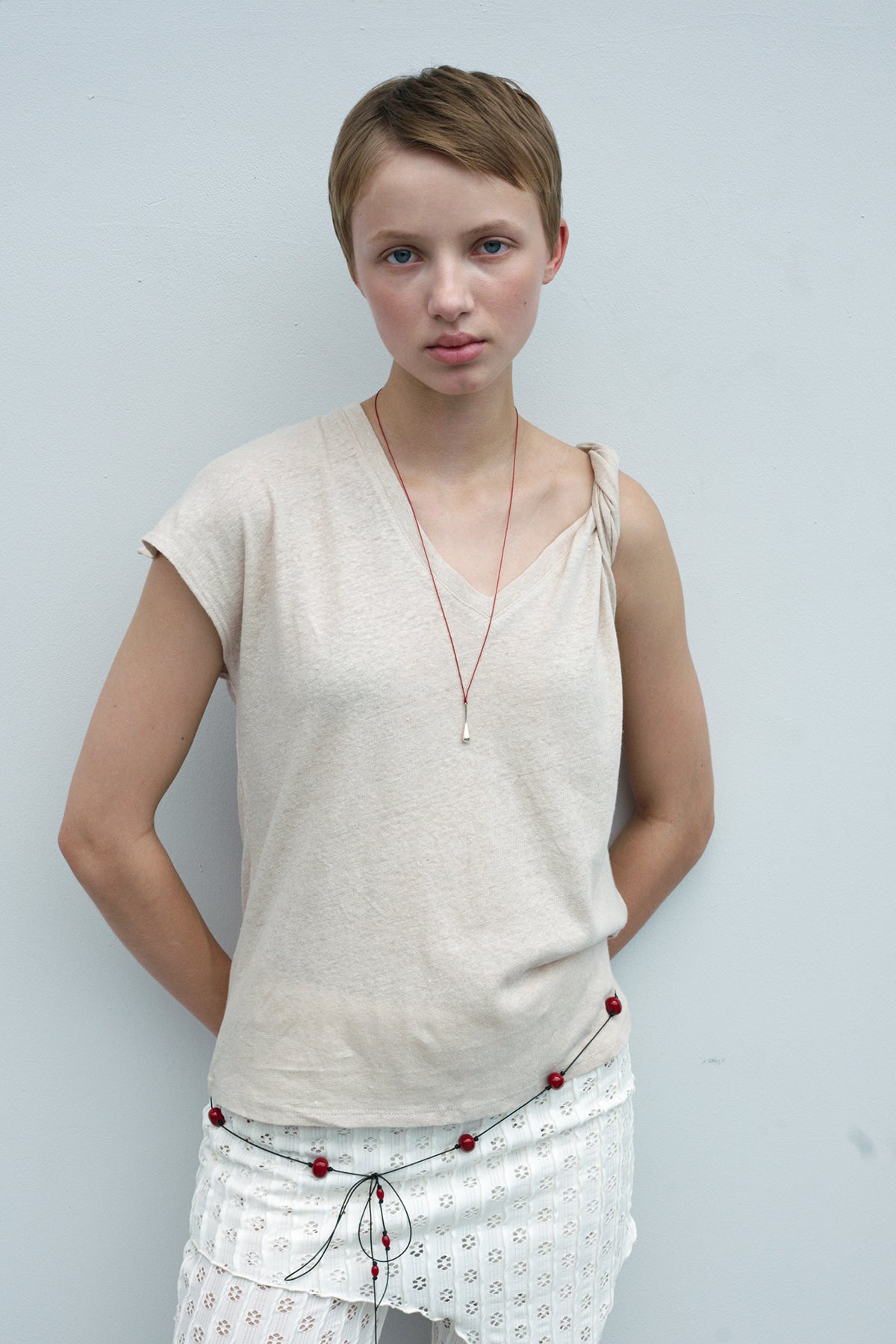 Silver Drop Red String Necklace【MWNL250504】